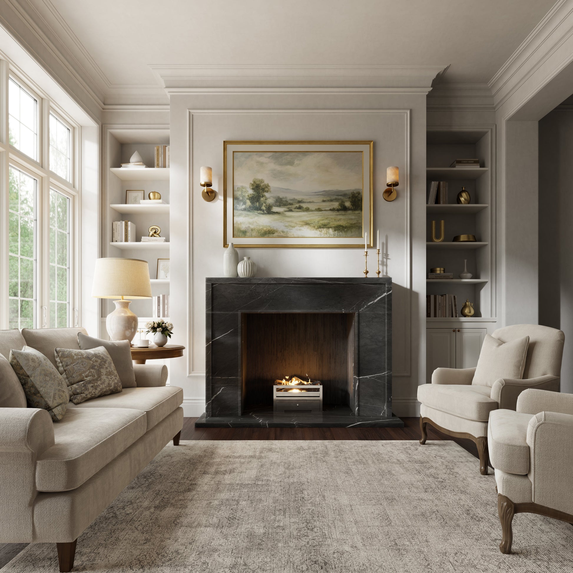 Beaumont Pietra Grey Honed Marble Fireplace 1600mm