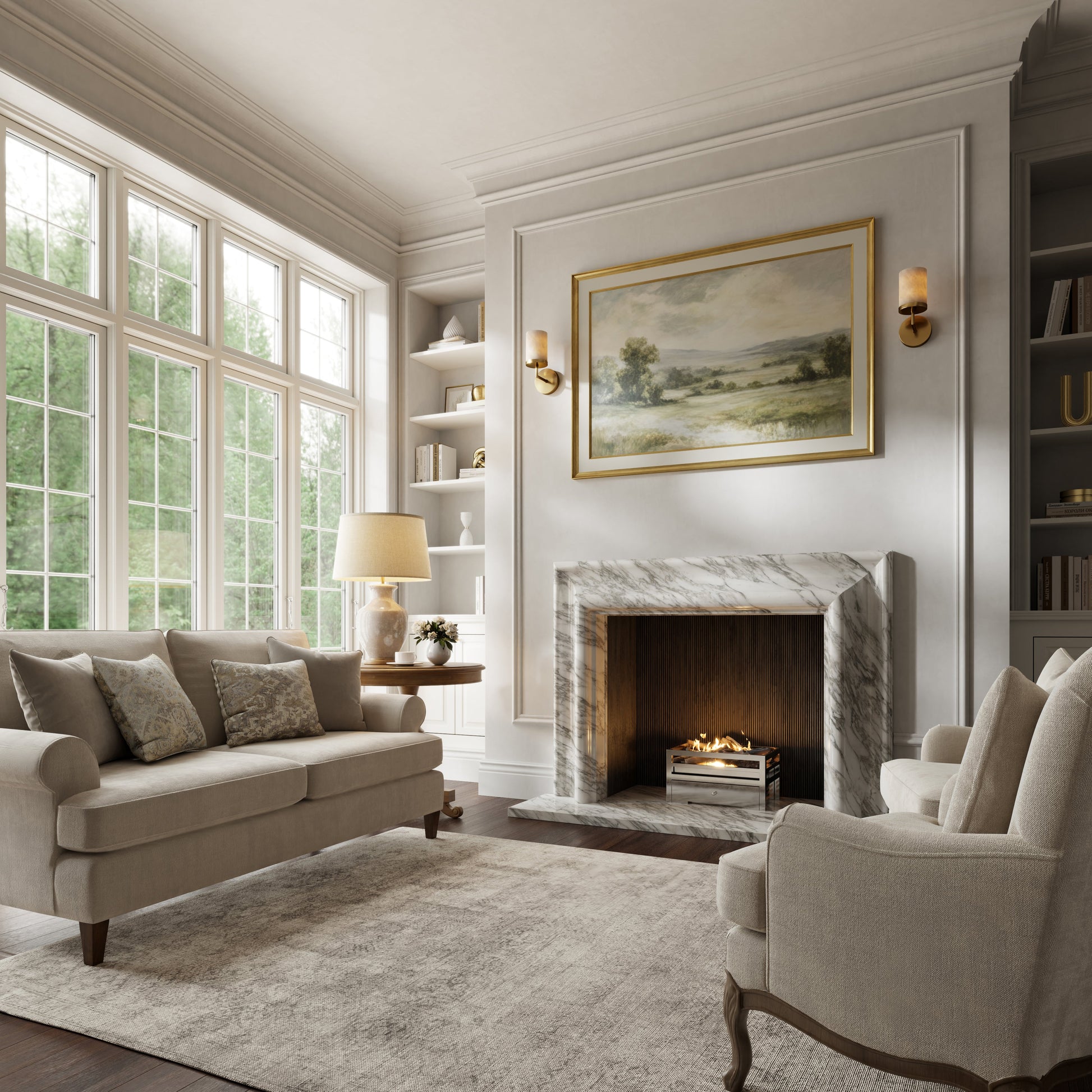 Carmina Arabescato Honed Marble Fireplace 1500mm
