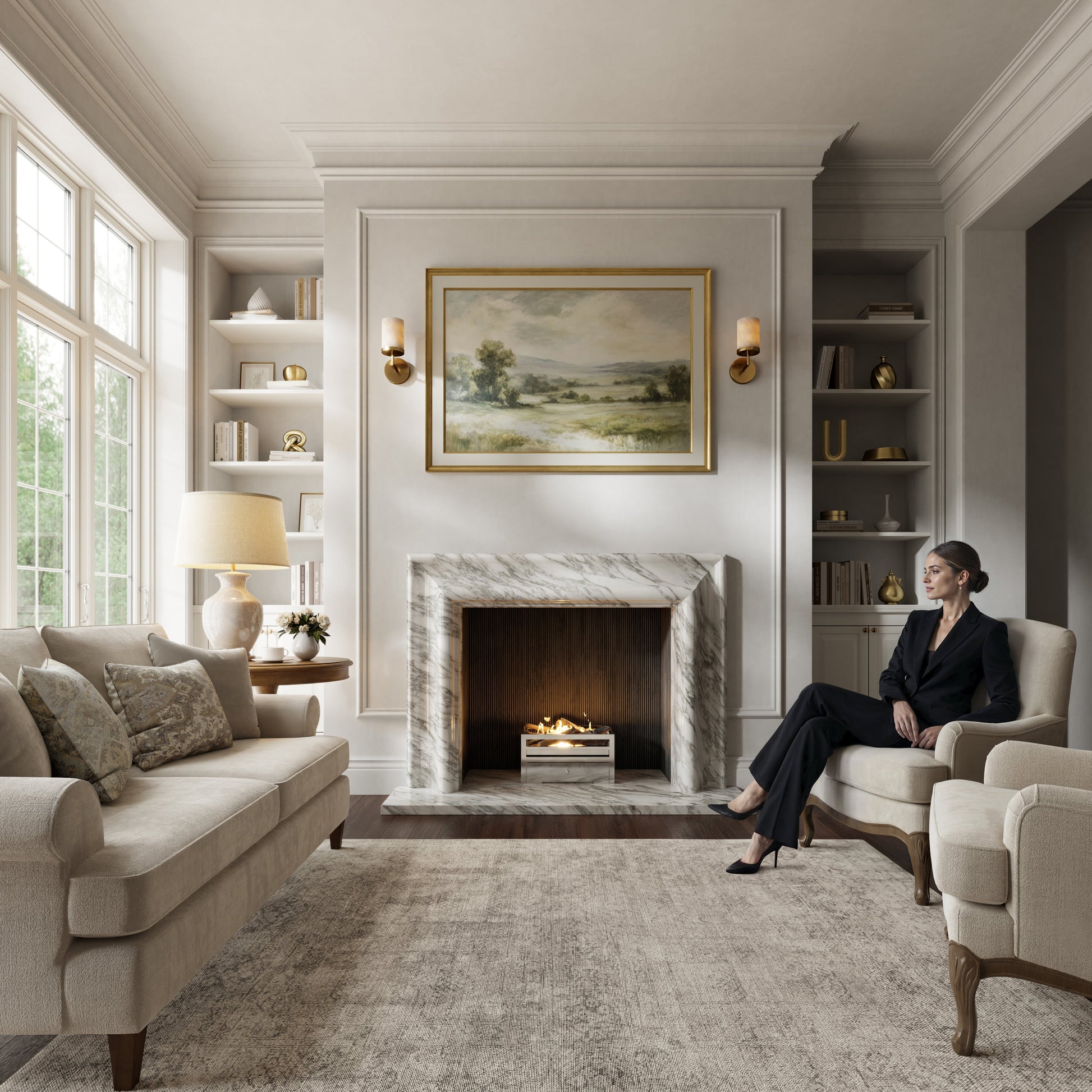 Carmina Arabescato Honed Marble Fireplace 1500mm