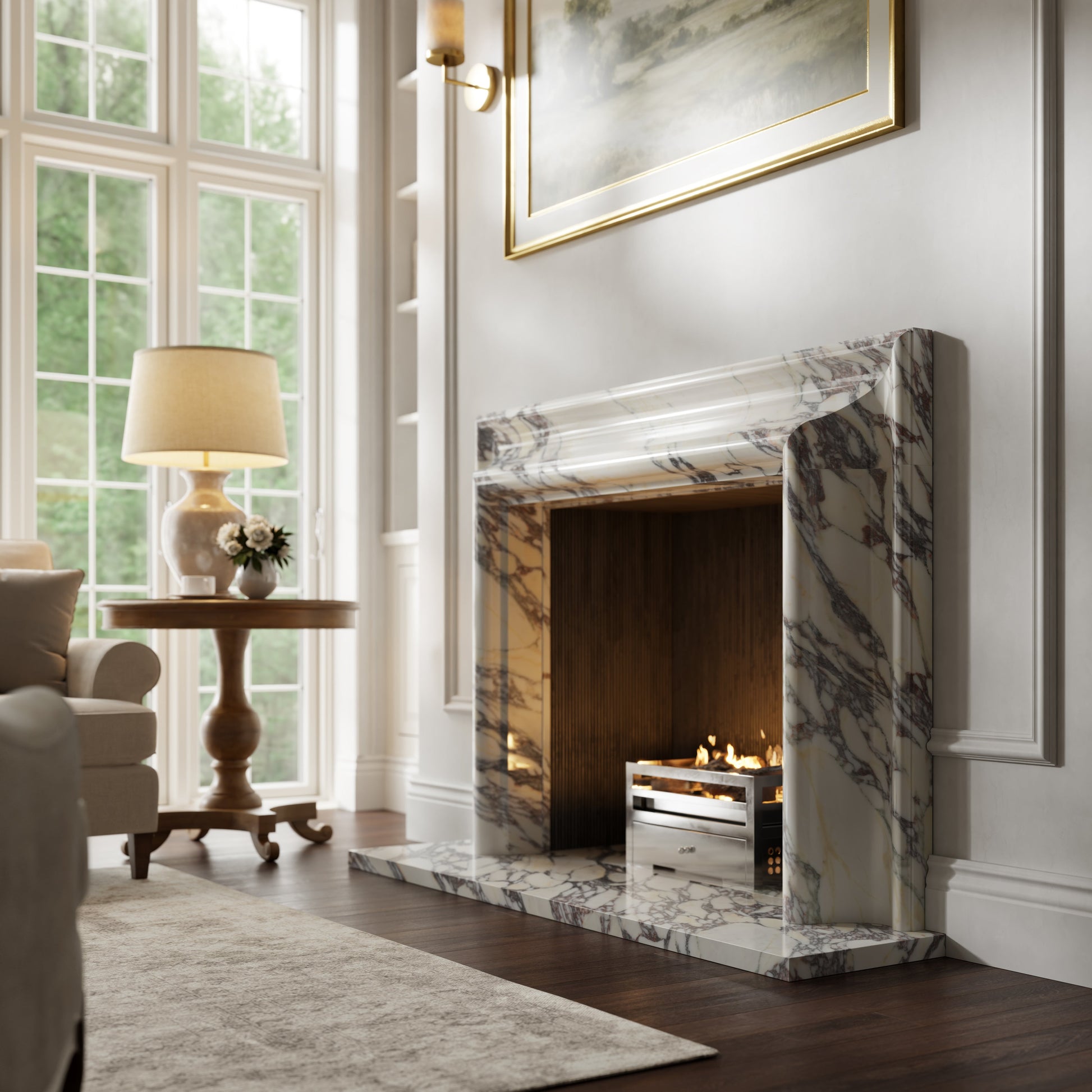 Carmina Calacatta Viola Honed Marble Fireplace 1500mm