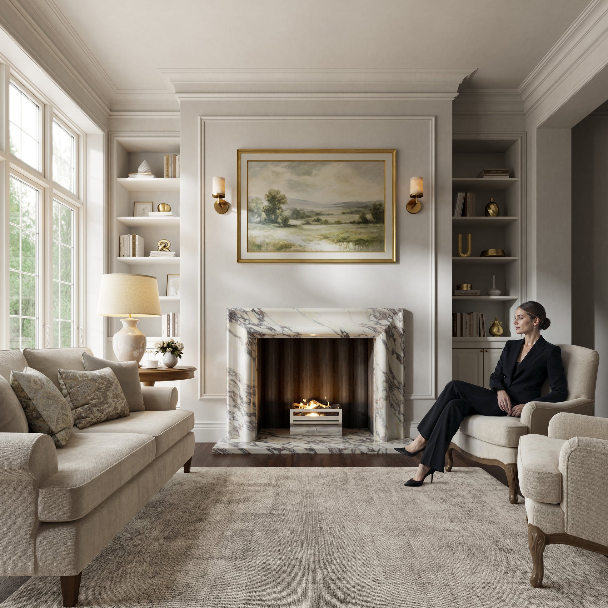 Carmina Calacatta Viola Honed Marble Fireplace 1500mm