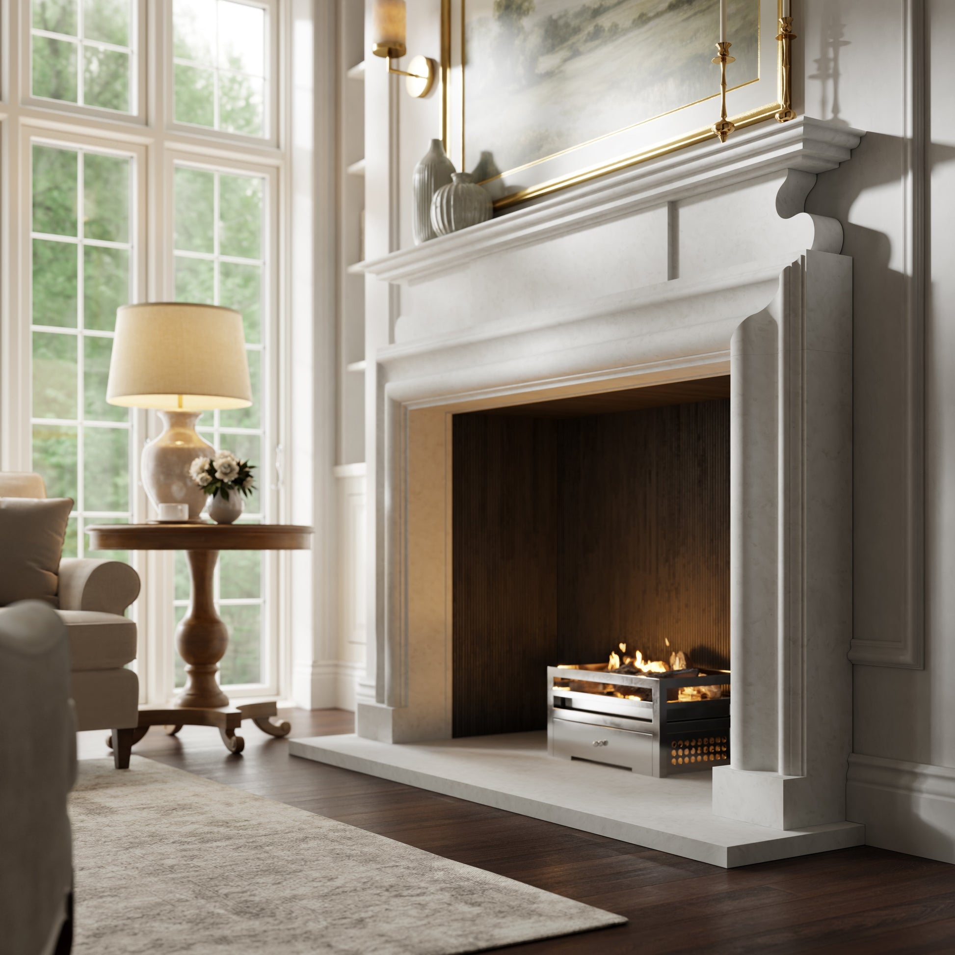 Carrington Beige Limestone Honed Marble Fireplace 1700mm