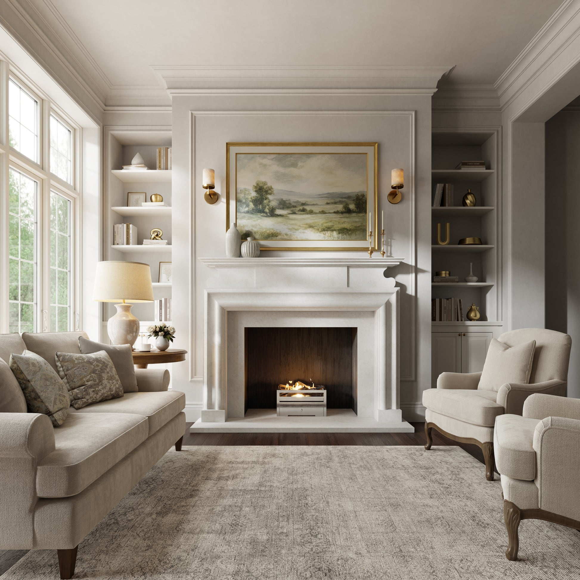 Carrington Beige Limestone Honed Marble Fireplace 1700mm