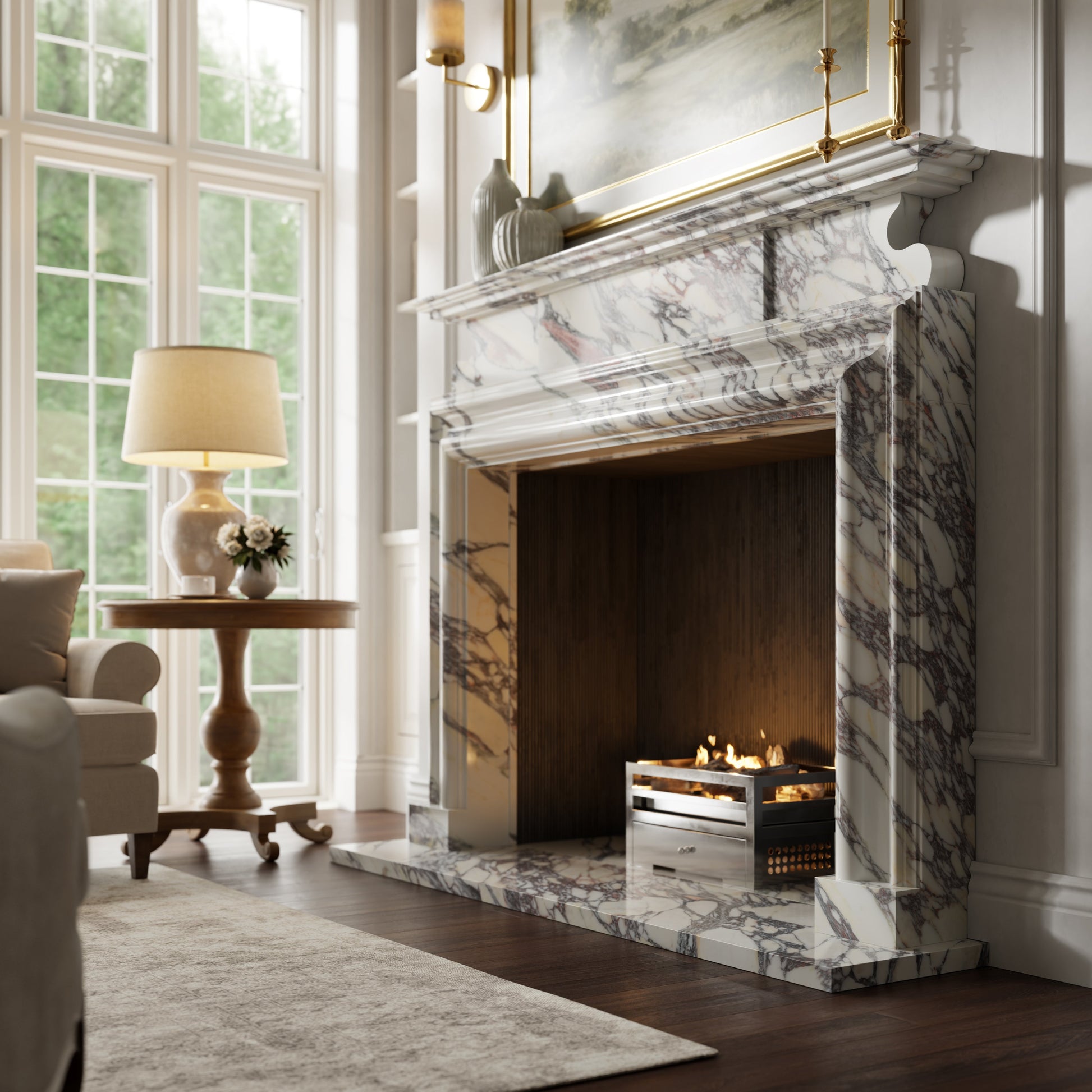 Carrington Calacatta Viola Honed Marble Fireplace 1700mm