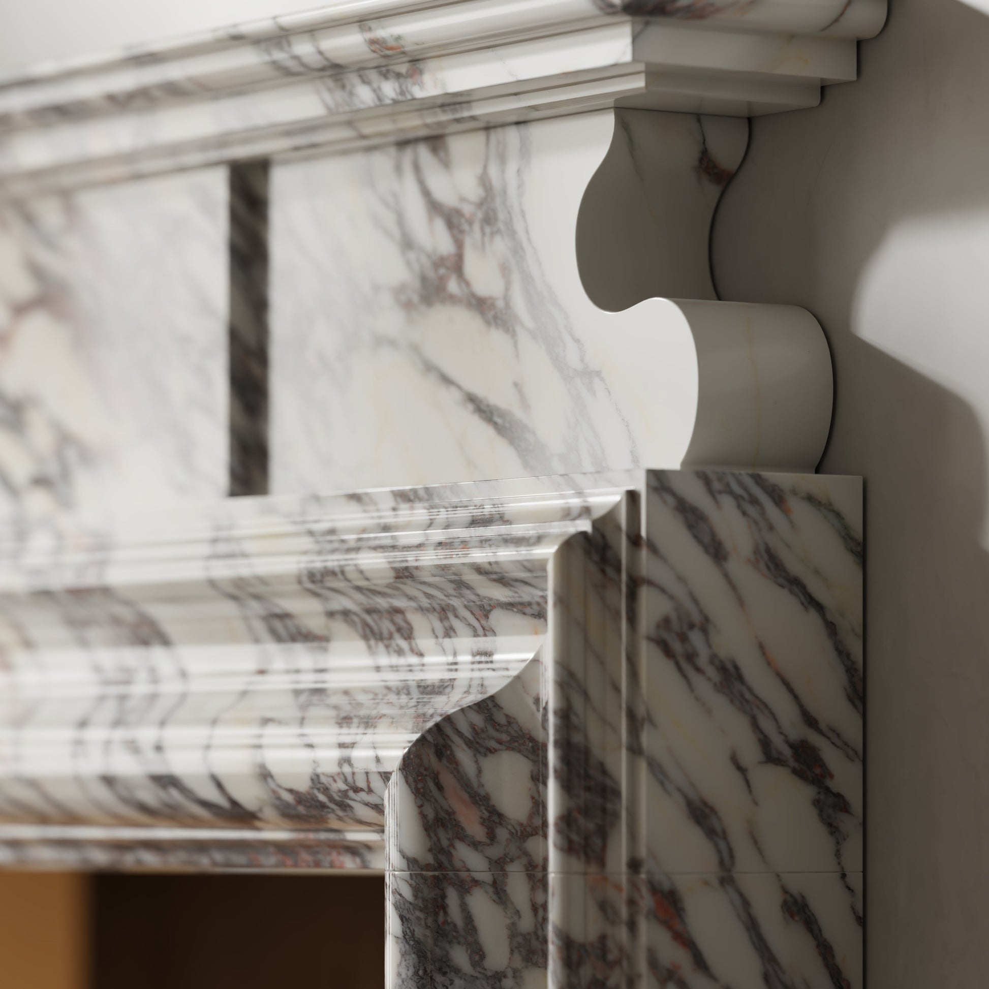Carrington Calacatta Viola Honed Marble Fireplace 1700mm