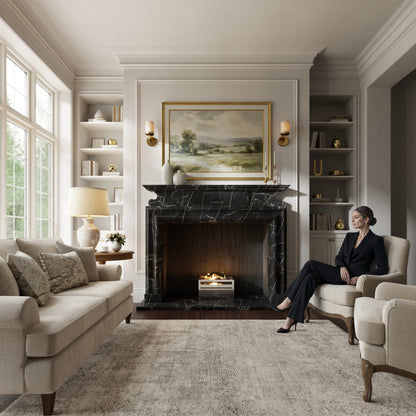 Carrington Nero Marquina Honed Marble Fireplace 1700mm