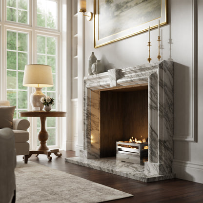 Chalis Arabescato Honed Marble Fireplace 1500mm