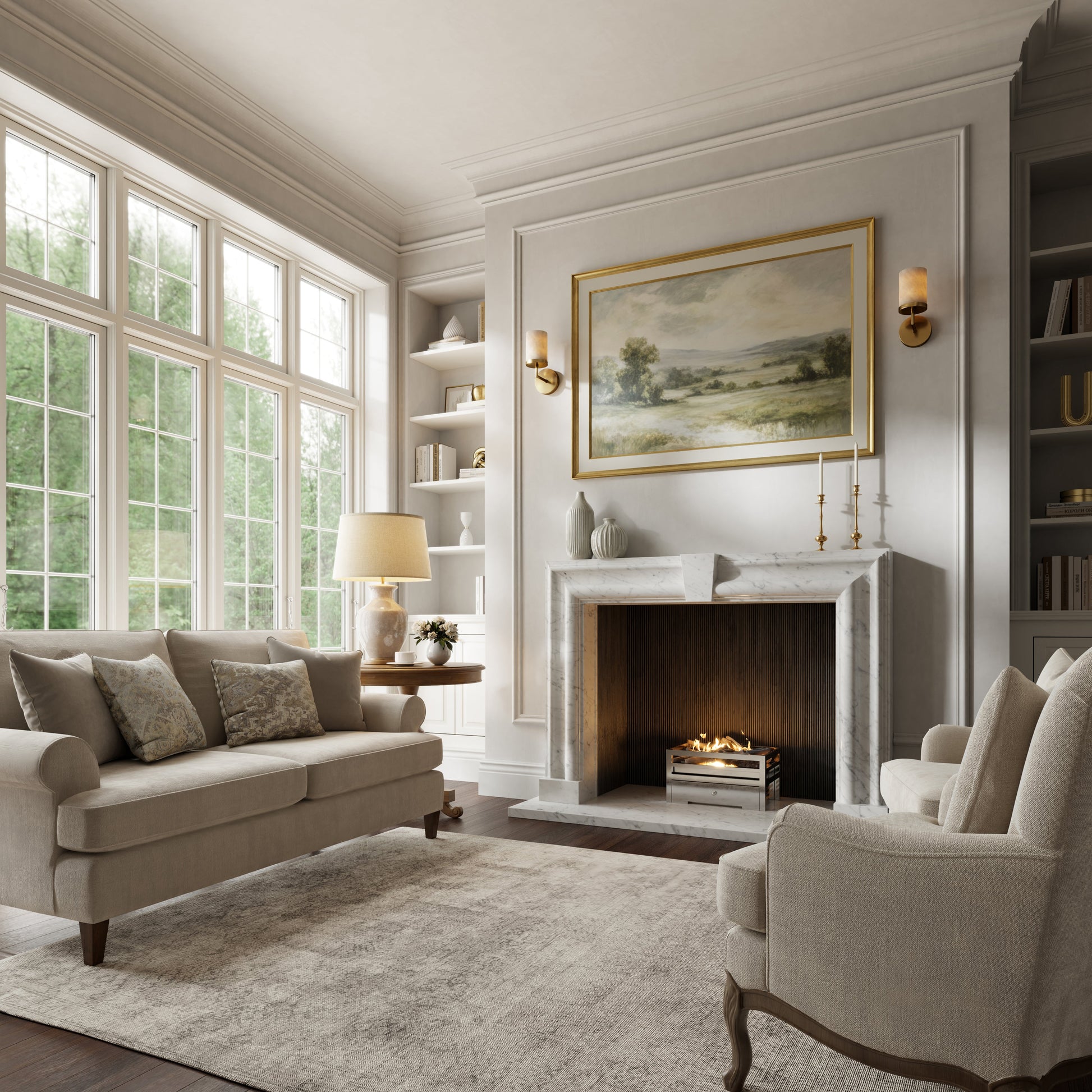 Chalis Carrara Honed Marble Fireplace 1500mm