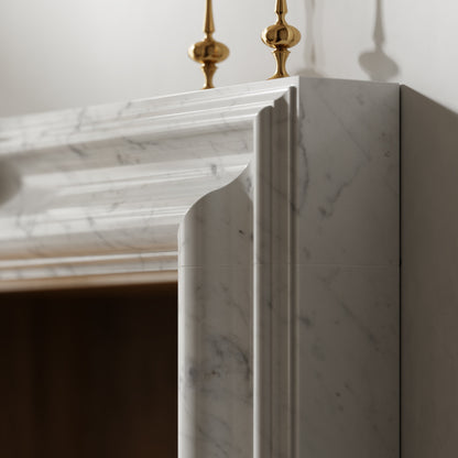 Chalis Carrara Honed Marble Fireplace 1500mm