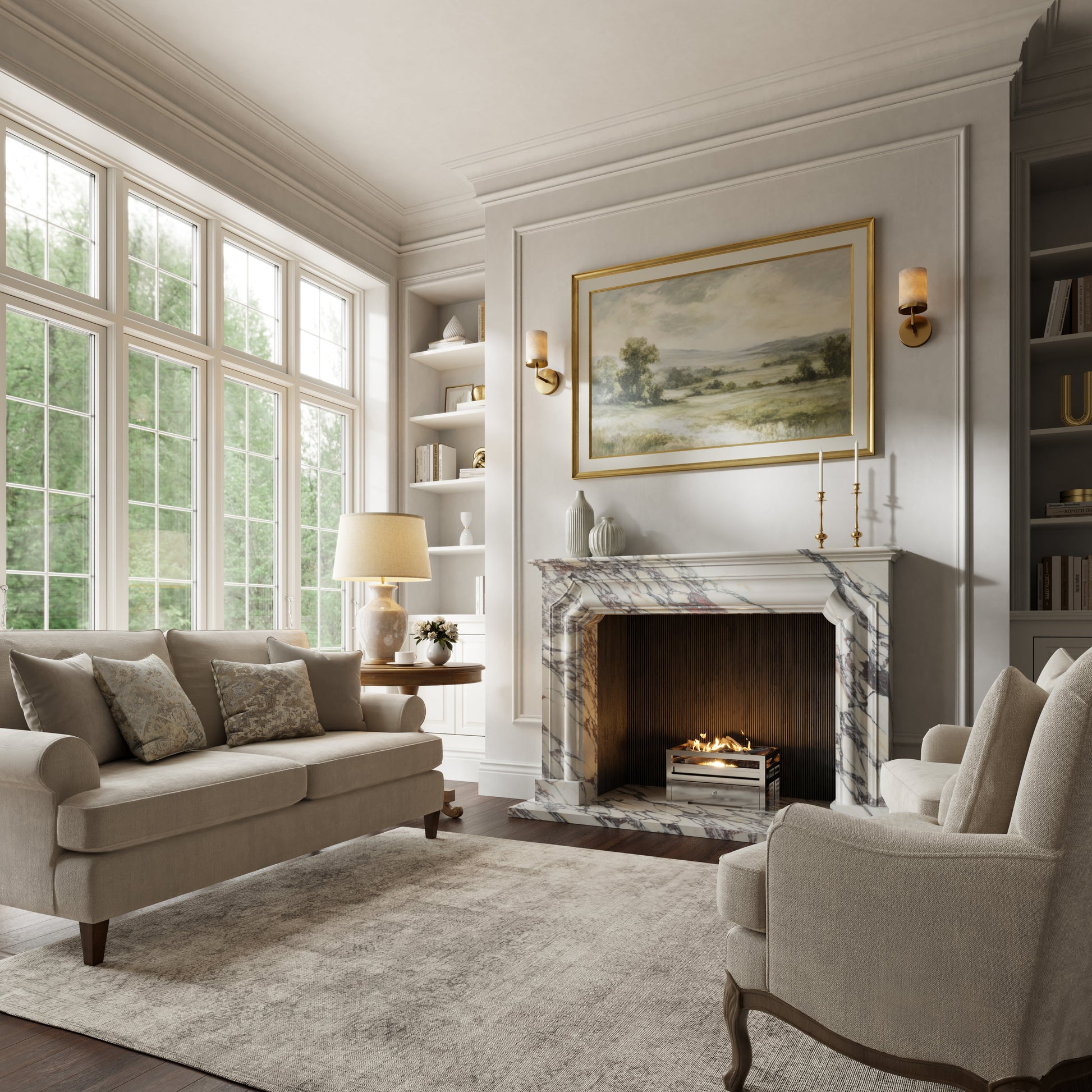 Chambord Calacatta Viola Honed Marble Fireplace 1600mm