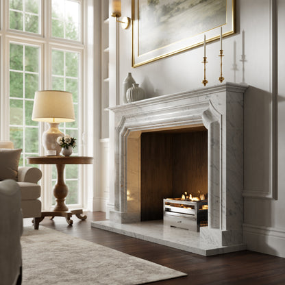 Chambord Carrara Honed Marble Fireplace 1600mm