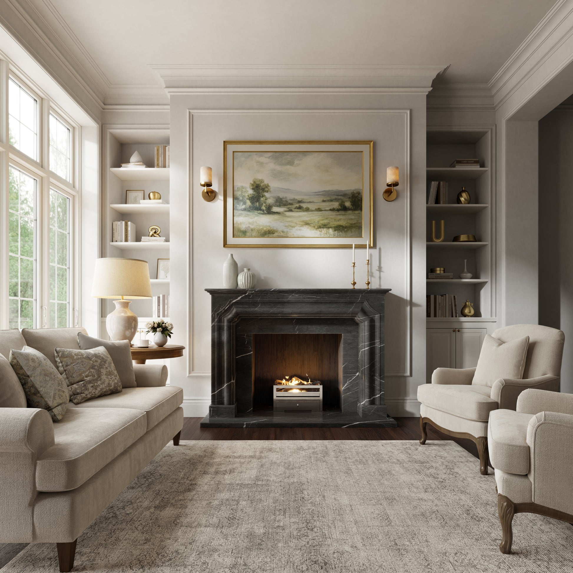 Chambord Pietra Grey Honed Marble Fireplace 1600mm