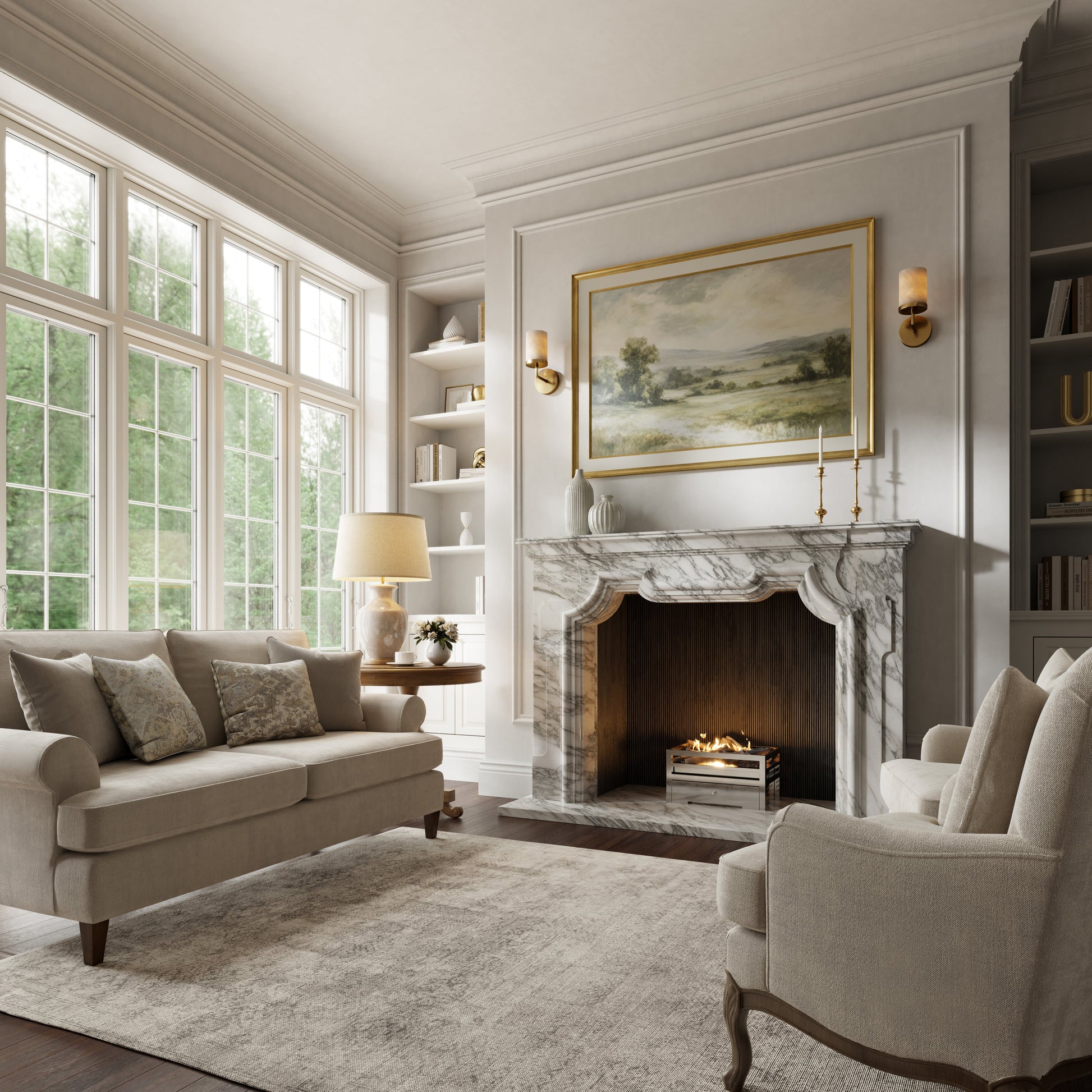 Chantilly Arabescato Honed Marble Fireplace 1720mm