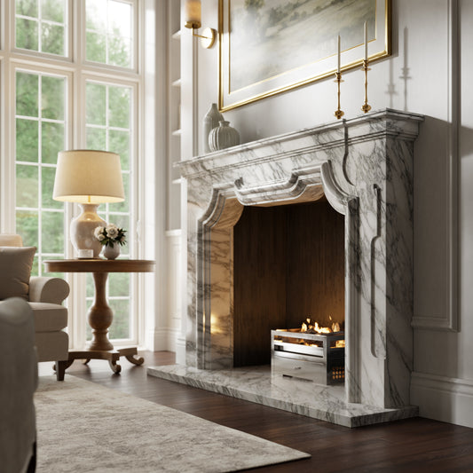 Chantilly Arabescato Honed Marble Fireplace 1720mm