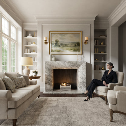 Clermont Arabescato Honed Marble Fireplace 1600mm