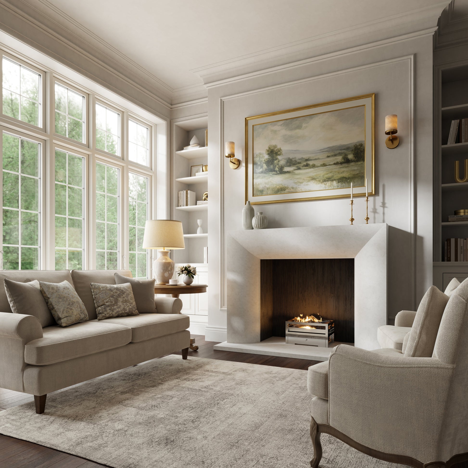 Clermont Beige Limestone Honed Marble Fireplace 1600mm