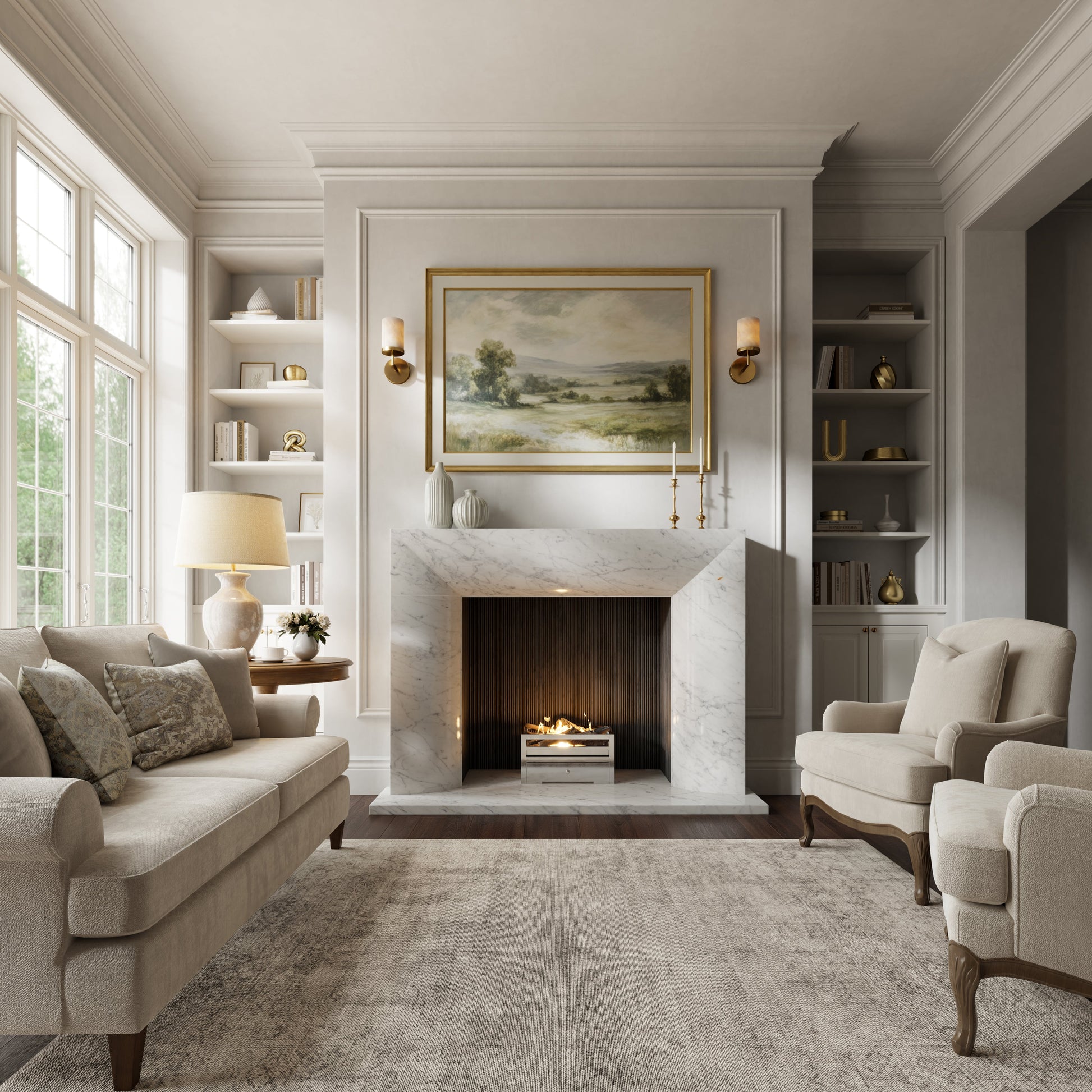Clermont Carrara Honed Marble Fireplace 1600mm