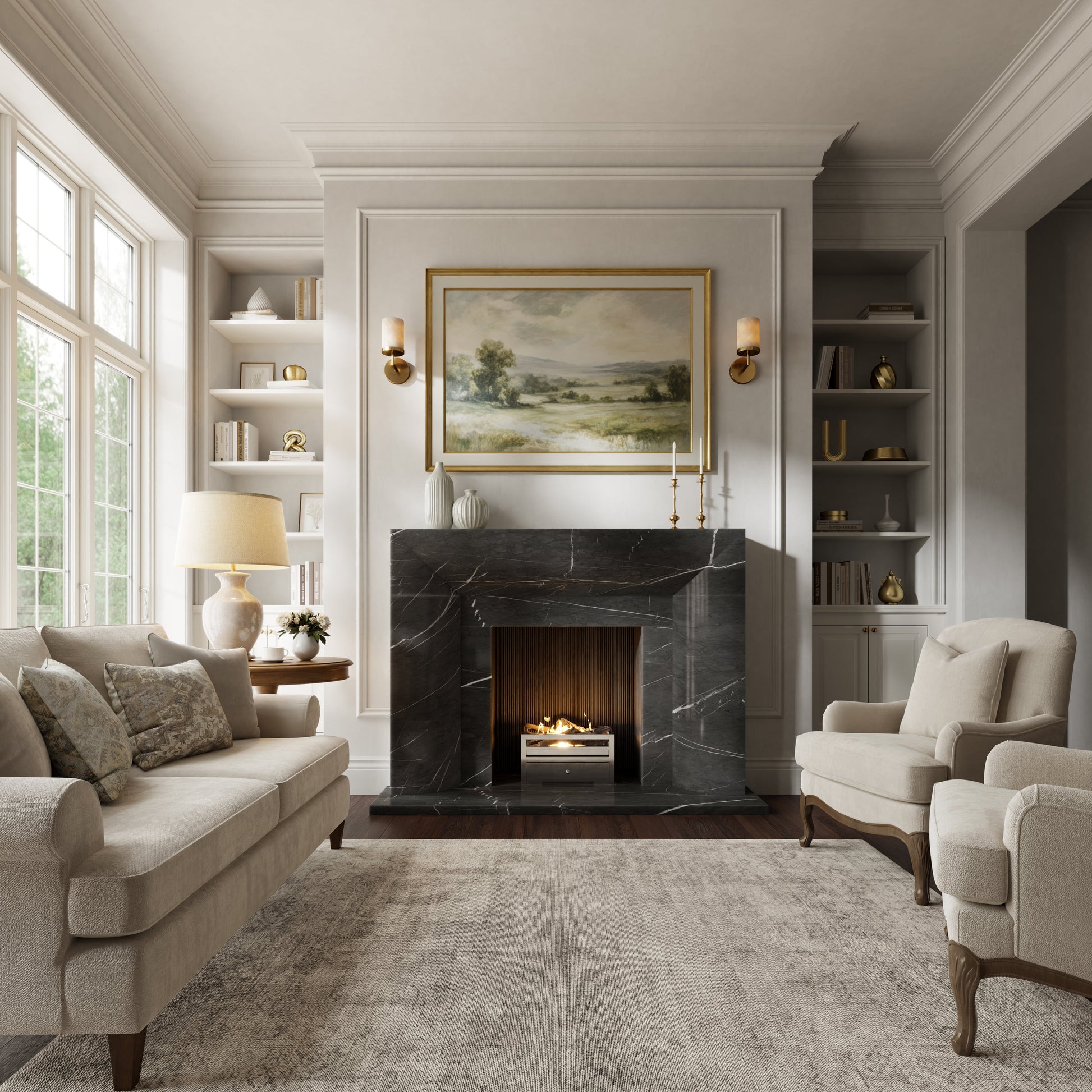 Clermont Pietra Grey Honed Marble Fireplace 1600mm