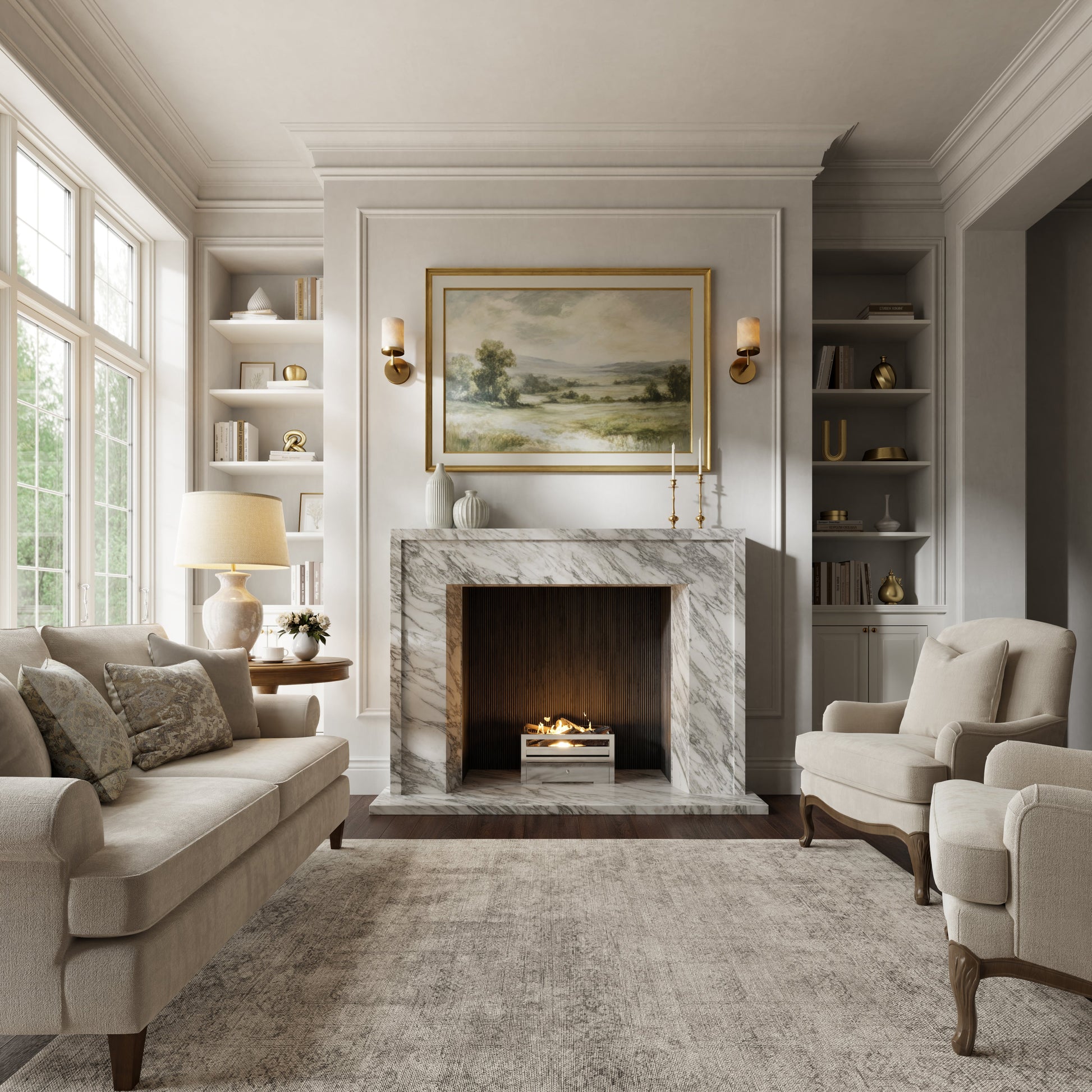 Collingham Arabescato Honed Marble Fireplace 1600mm