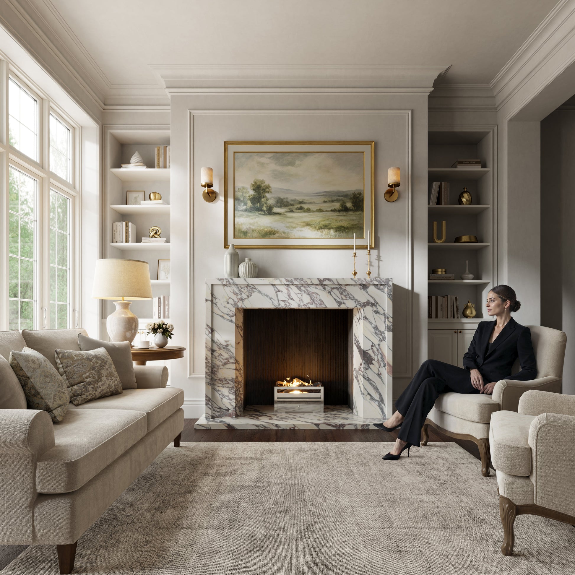 Collingham Calacatta Viola Honed Marble Fireplace 1600mm