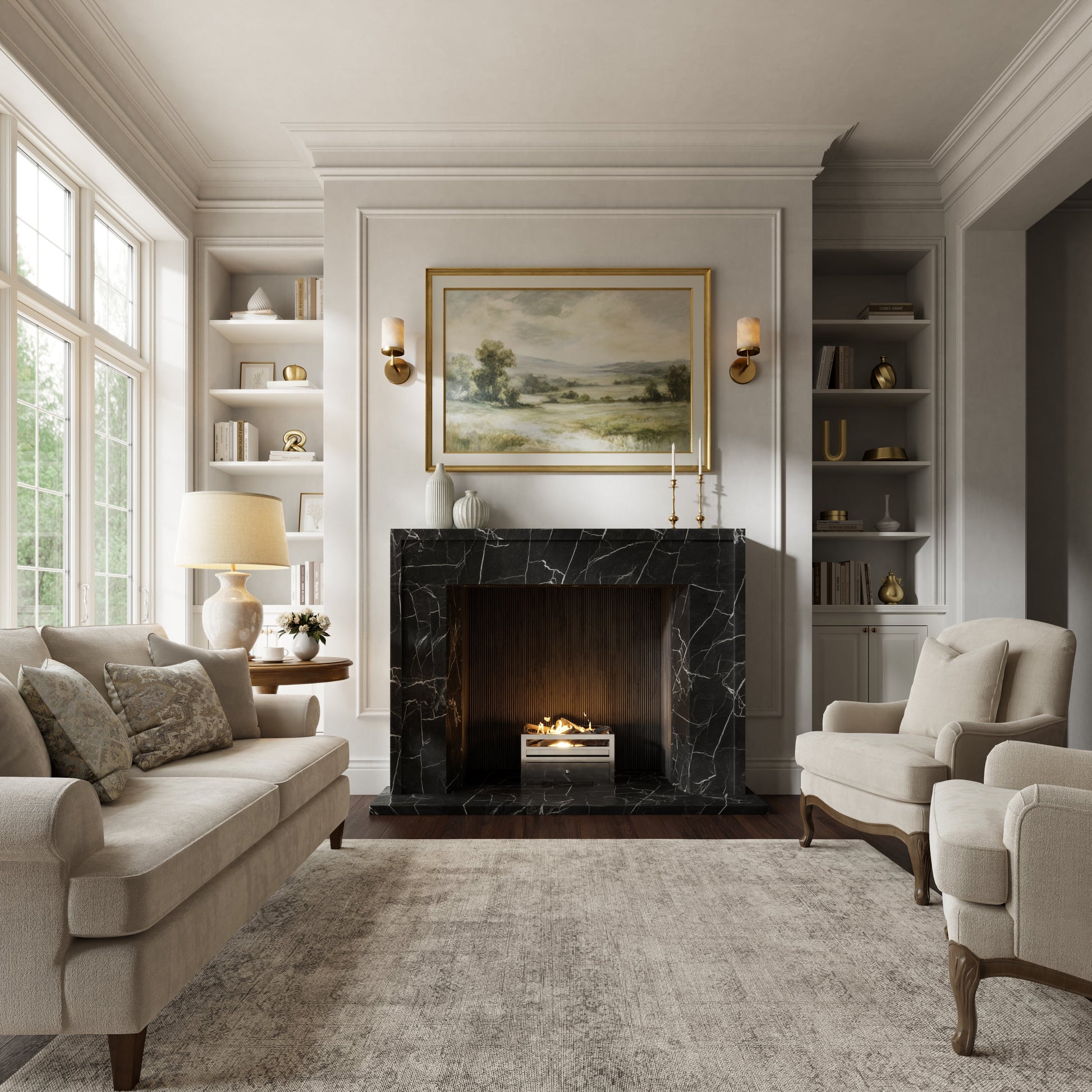 Collingham Nero Marquina Honed Marble Fireplace 1600mm