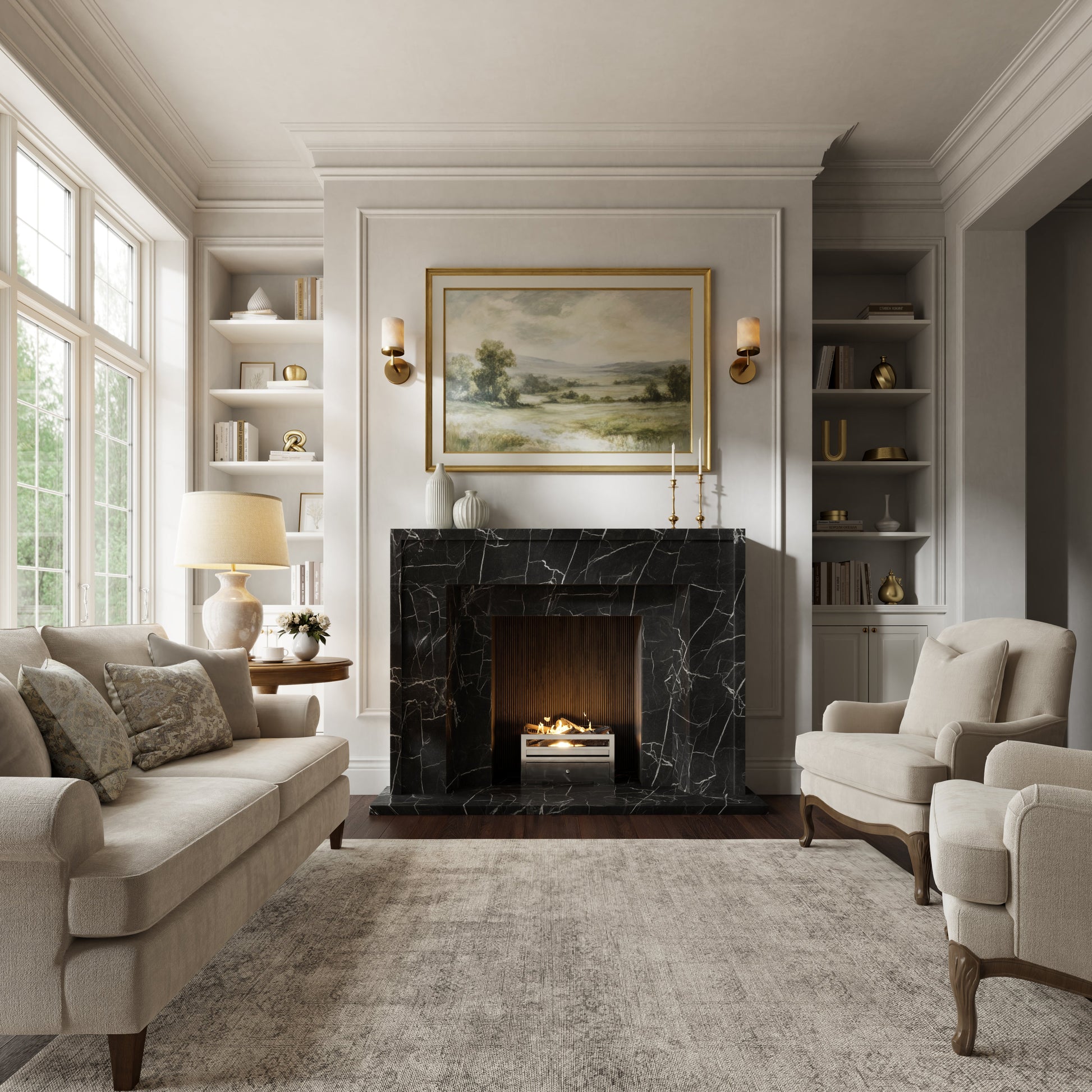 Collingham Nero Marquina Honed Marble Fireplace 1600mm