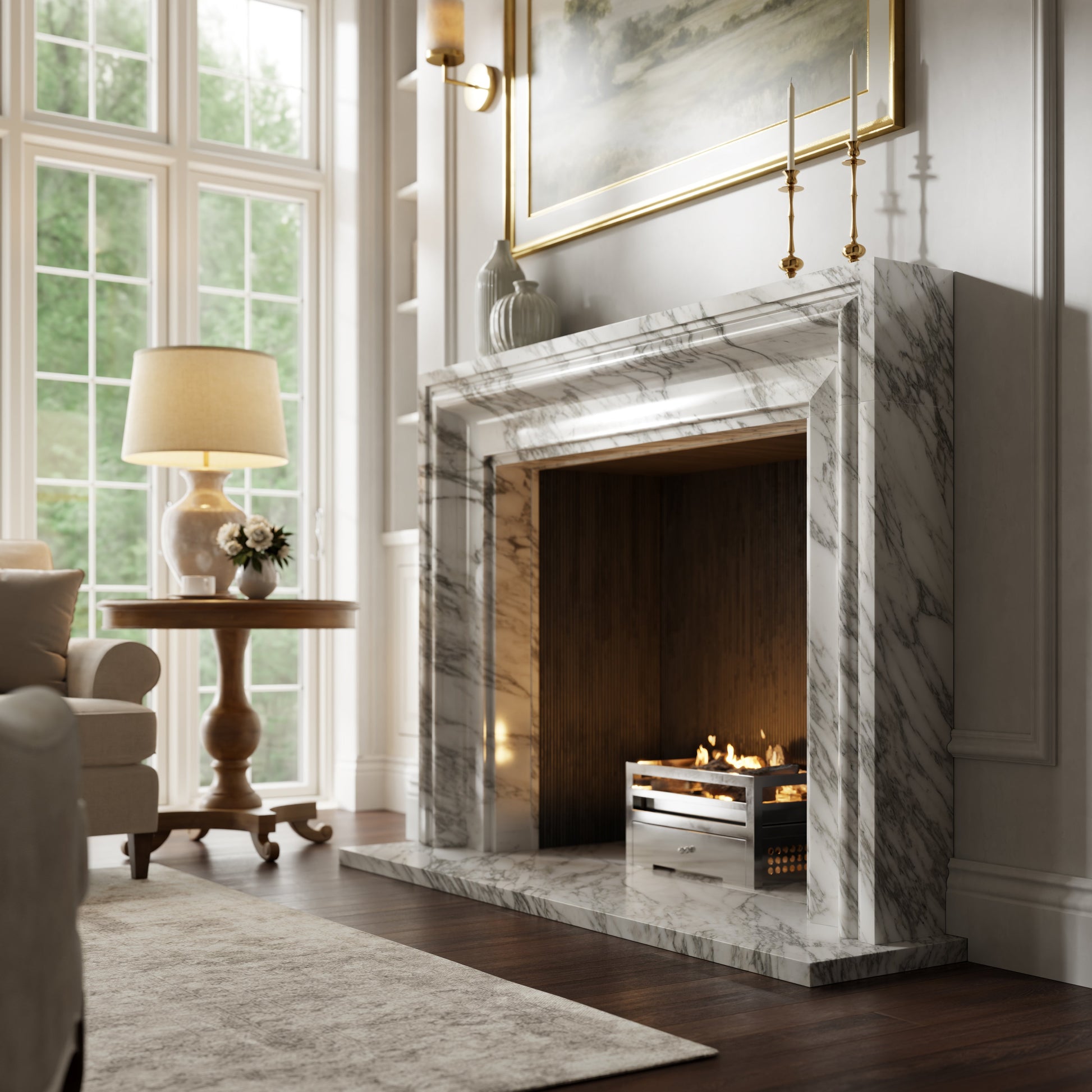 Corinthia Arabescato Honed Marble Fireplace 1600mm