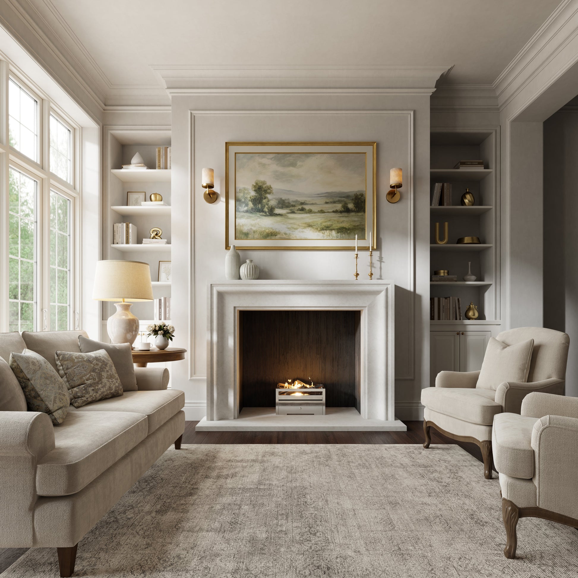 Corinthia Beige Limestone Honed Marble Fireplace 1600mm
