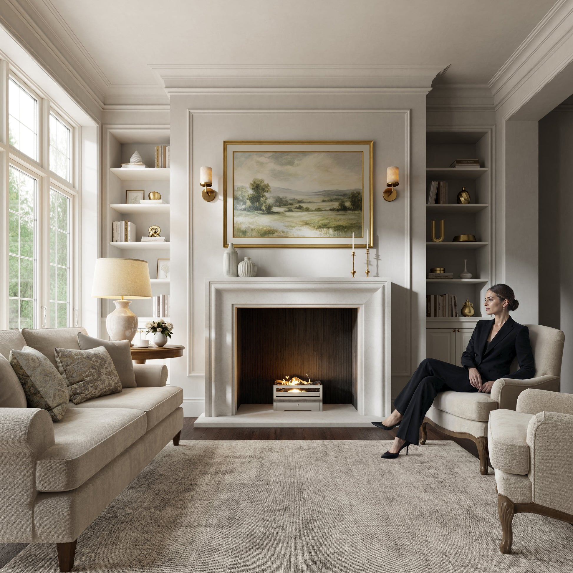 Corinthia Beige Limestone Honed Marble Fireplace 1600mm
