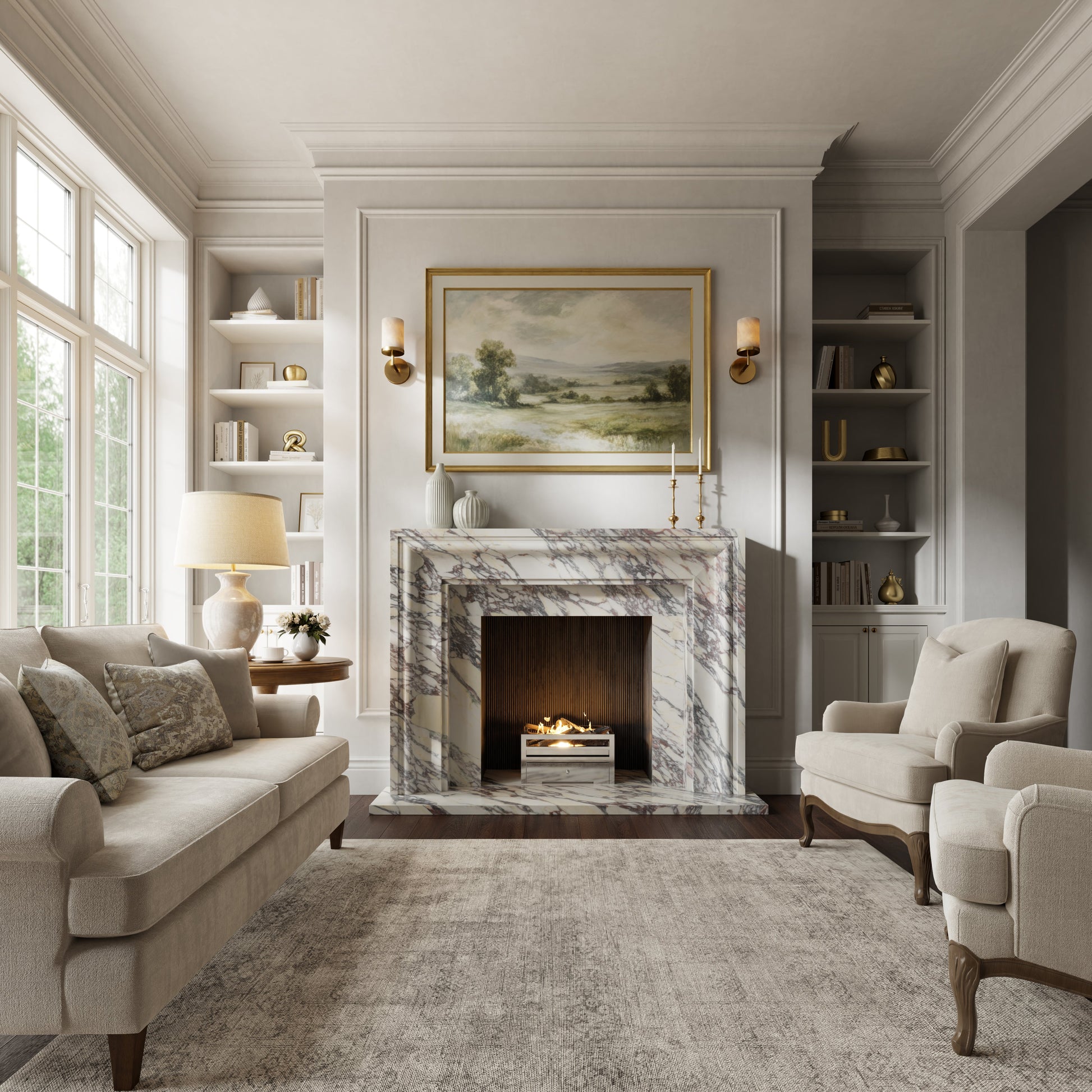 Corinthia Calacatta Viola Honed Marble Fireplace 1600mm