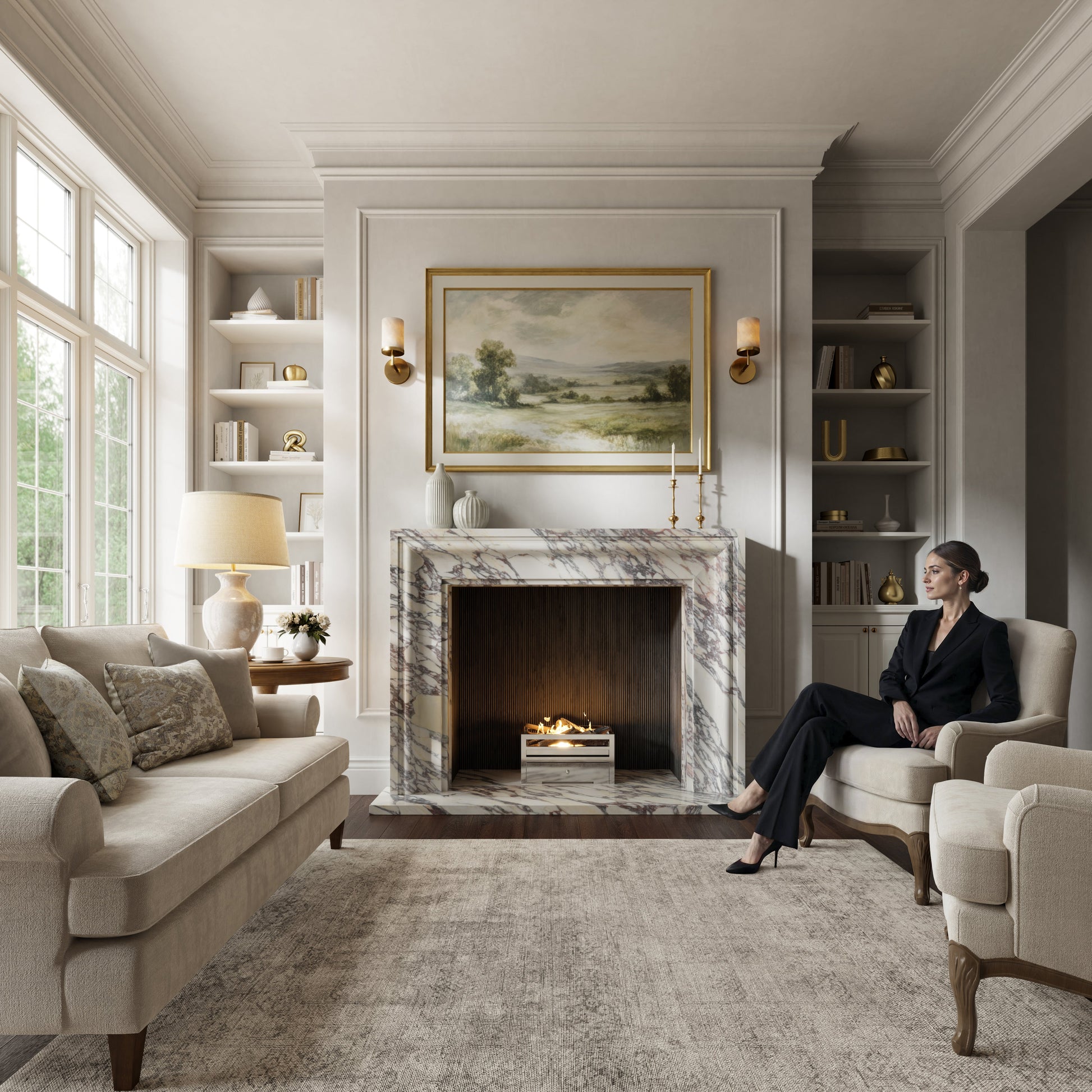 Corinthia Calacatta Viola Honed Marble Fireplace 1600mm