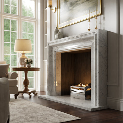 Corinthia Carrara Honed Marble Fireplace 1600mm