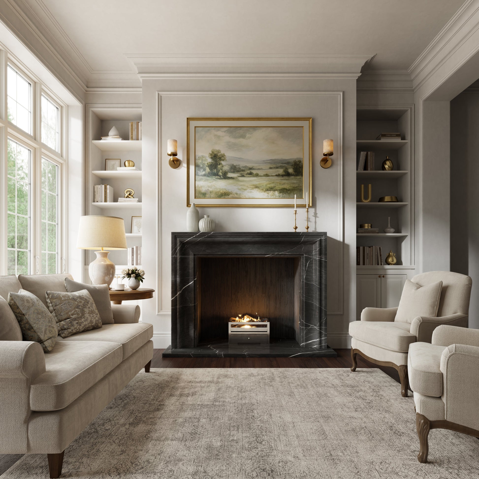 Corinthia Pietra Grey Honed Marble Fireplace 1600mm