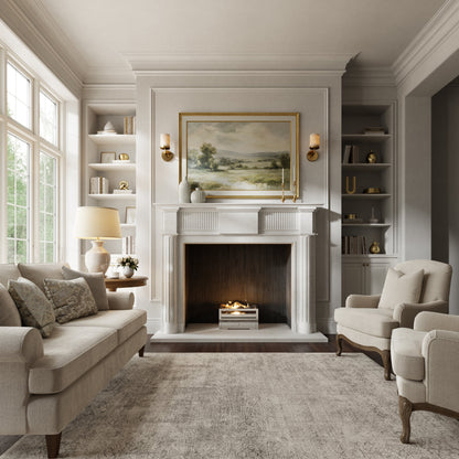 Madeleine Beige Limestone Honed Marble Fireplace 1830mm