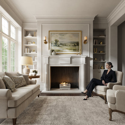 Madeleine Beige Limestone Honed Marble Fireplace 1830mm