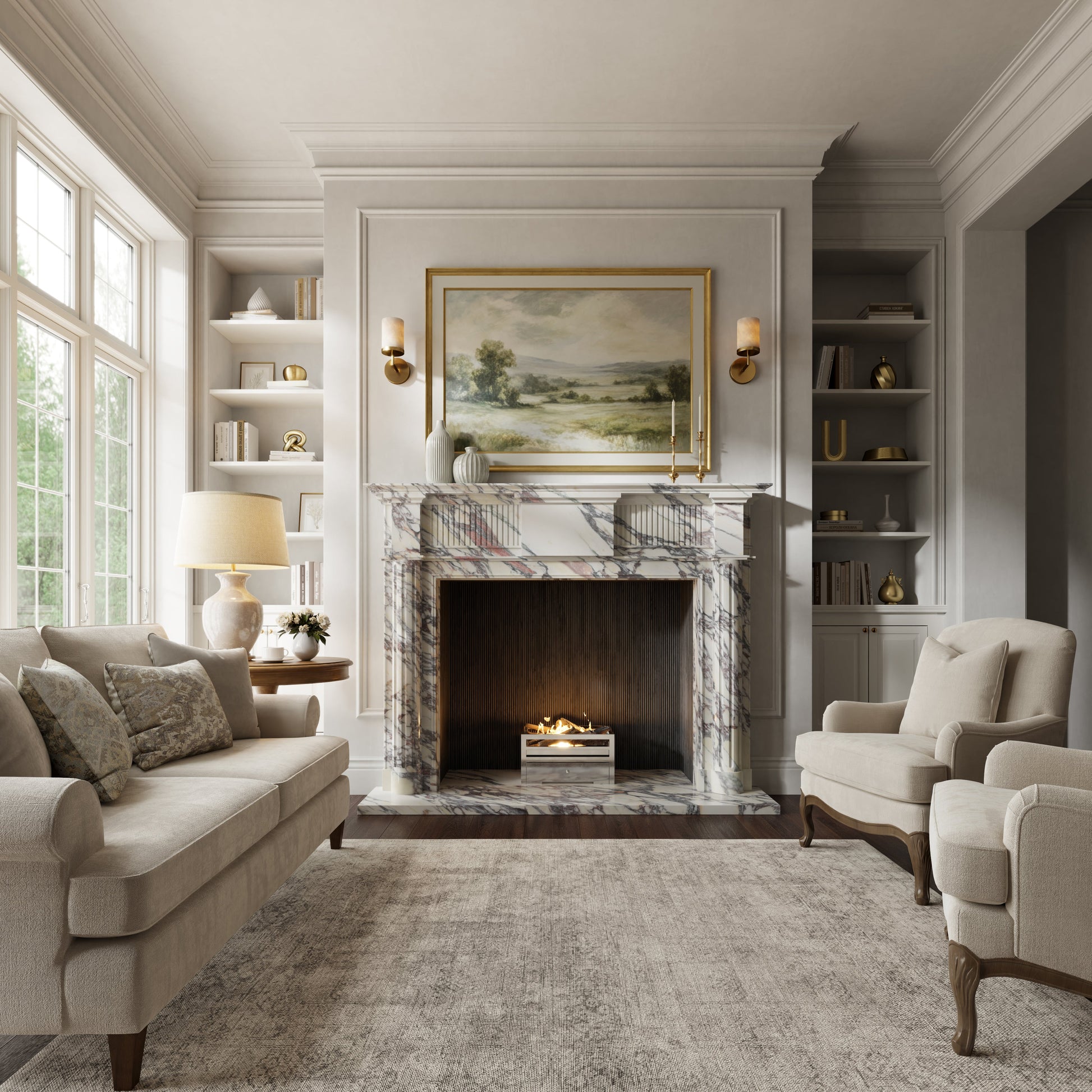 Madeleine Calacatta Viola Honed Marble Fireplace 1830mm