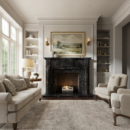 Madeleine Nero Marquina Honed Marble Fireplace 1830mm