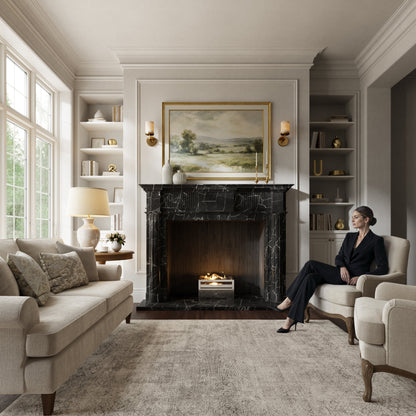 Madeleine Nero Marquina Honed Marble Fireplace 1830mm