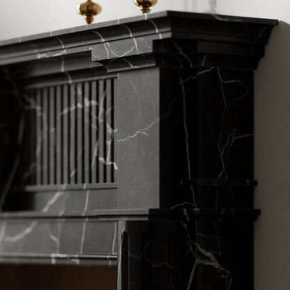 Madeleine Nero Marquina Honed Marble Fireplace 1830mm