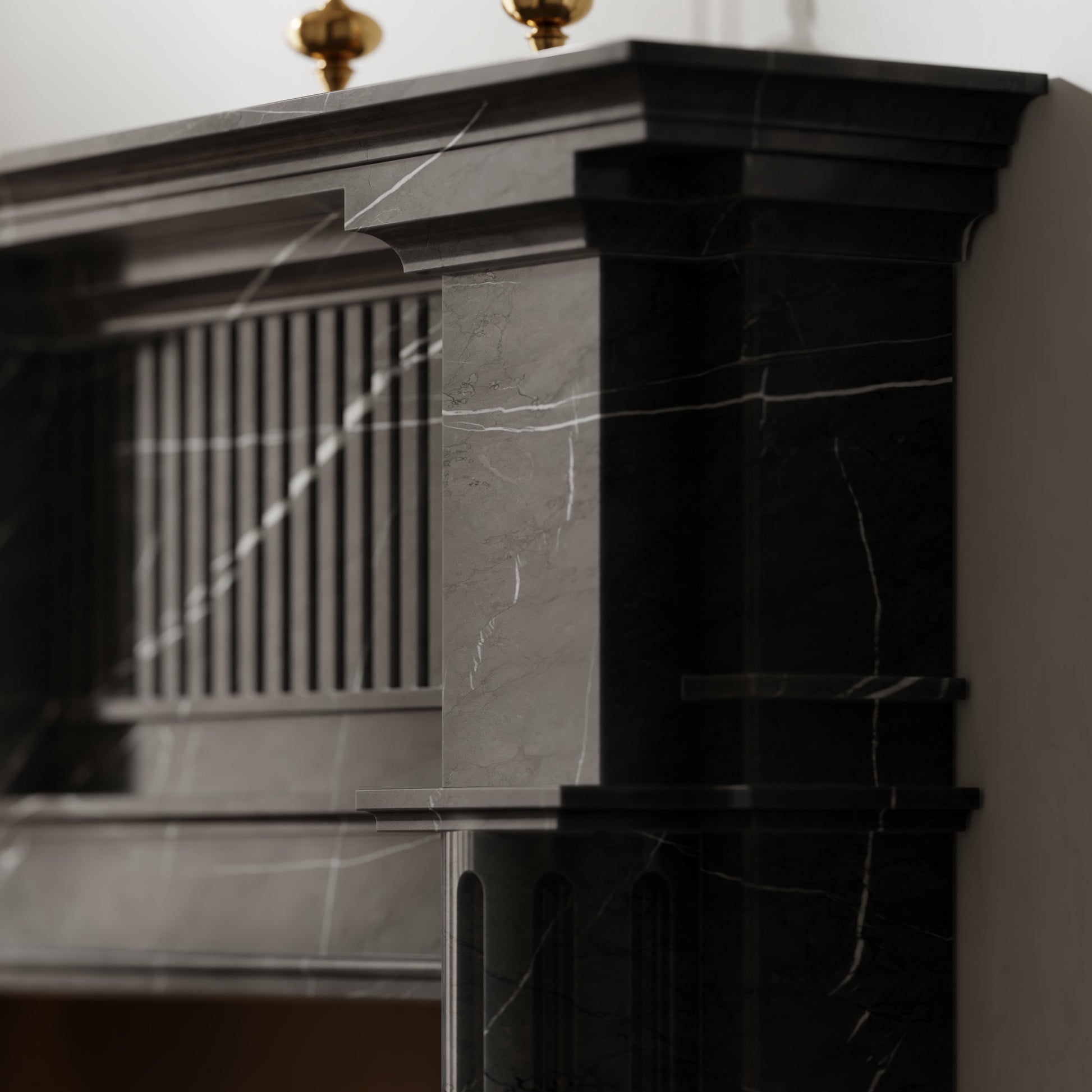 Madeleine Pietra Grey Honed Marble Fireplace 1830mm