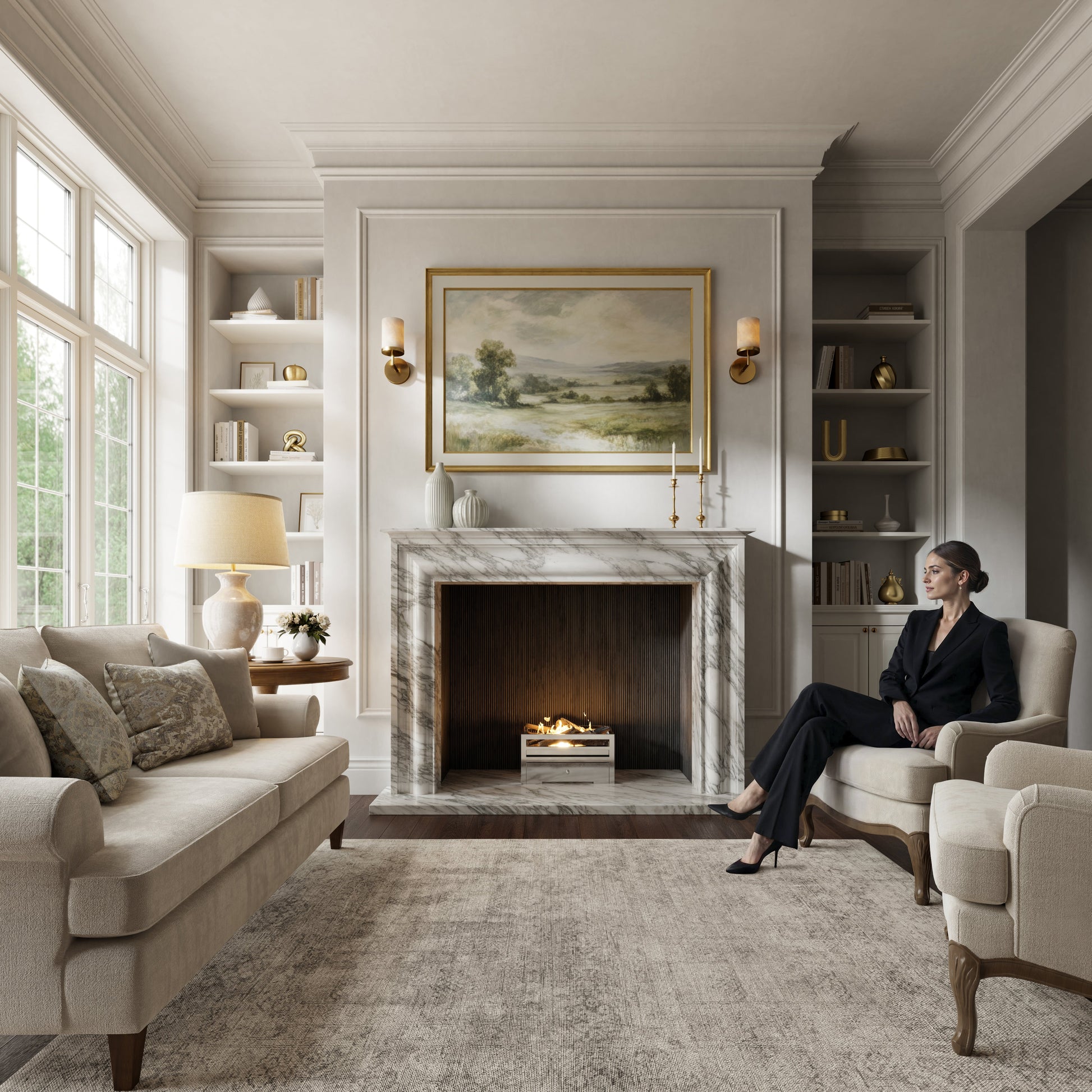 Monarch Arabescato Honed Marble Fireplace 1680mm