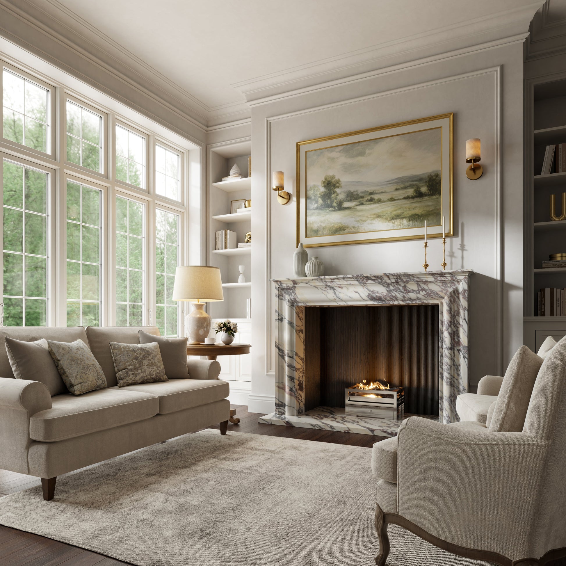 Monarch Calacatta Viola Honed Marble Fireplace 1680mm