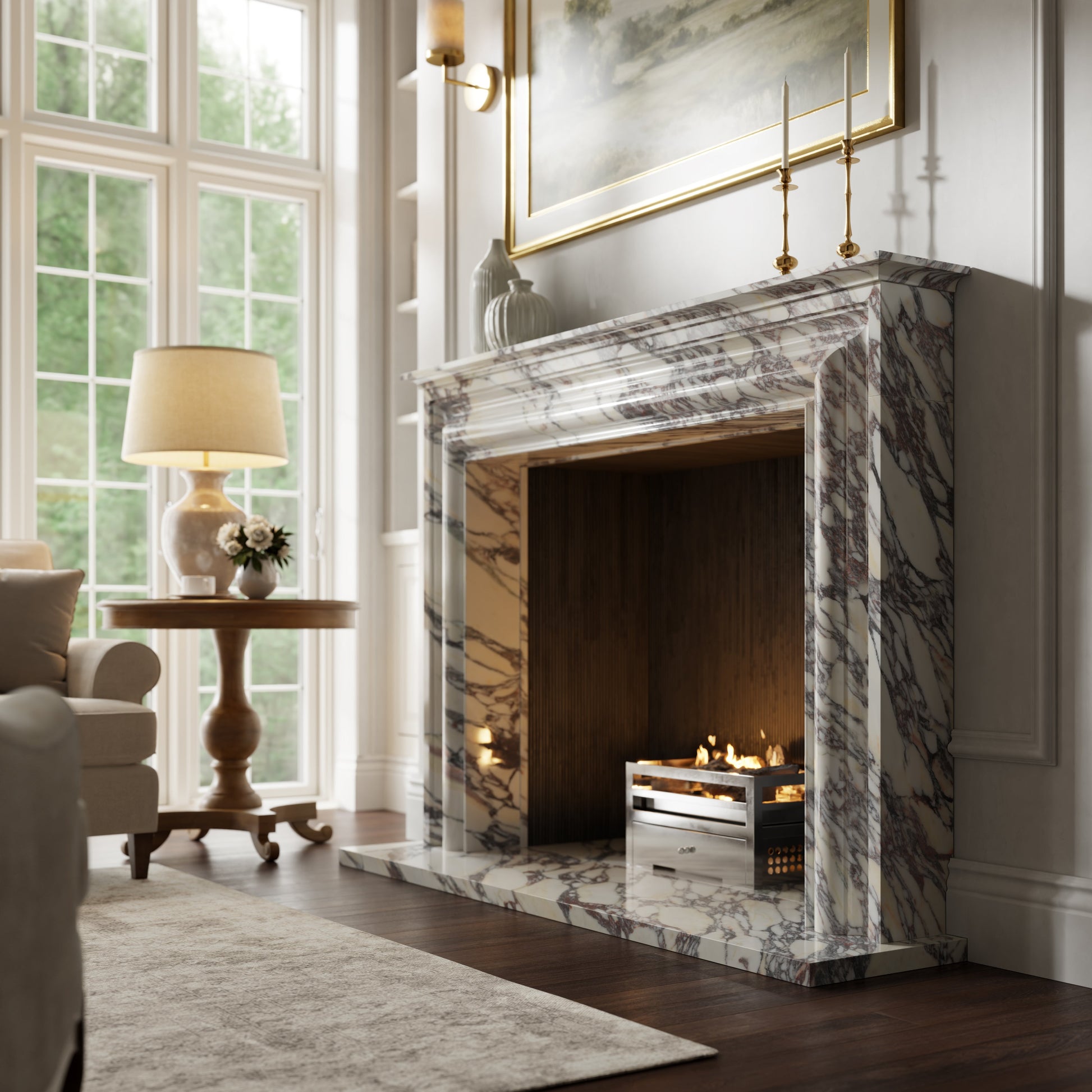 Monarch Calacatta Viola Honed Marble Fireplace 1680mm