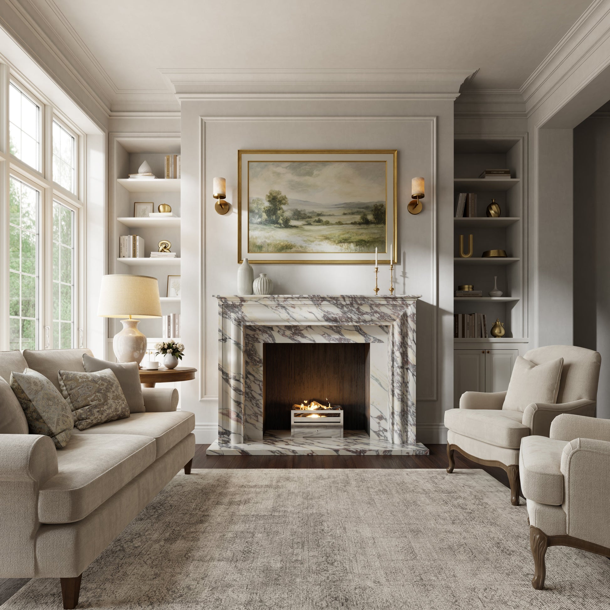 Monarch Calacatta Viola Honed Marble Fireplace 1680mm