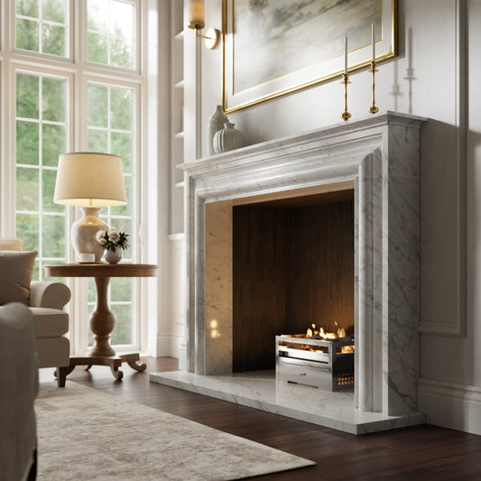 Monarch Carrara Honed Marble Fireplace 1680mm
