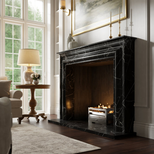 Monarch Nero Marquina Honed Marble Fireplace 1680mm
