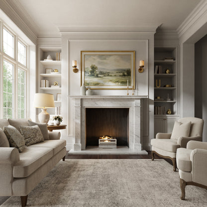 Renais Carrara Honed Marble Fireplace 1900mm