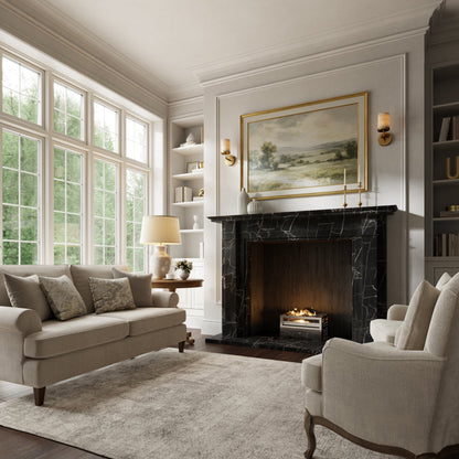 Renais Nero Marquina Honed Marble Fireplace 1900mm