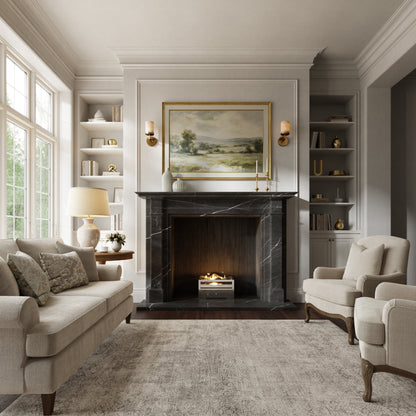 Renais Pietra Grey Honed Marble Fireplace 1900mm