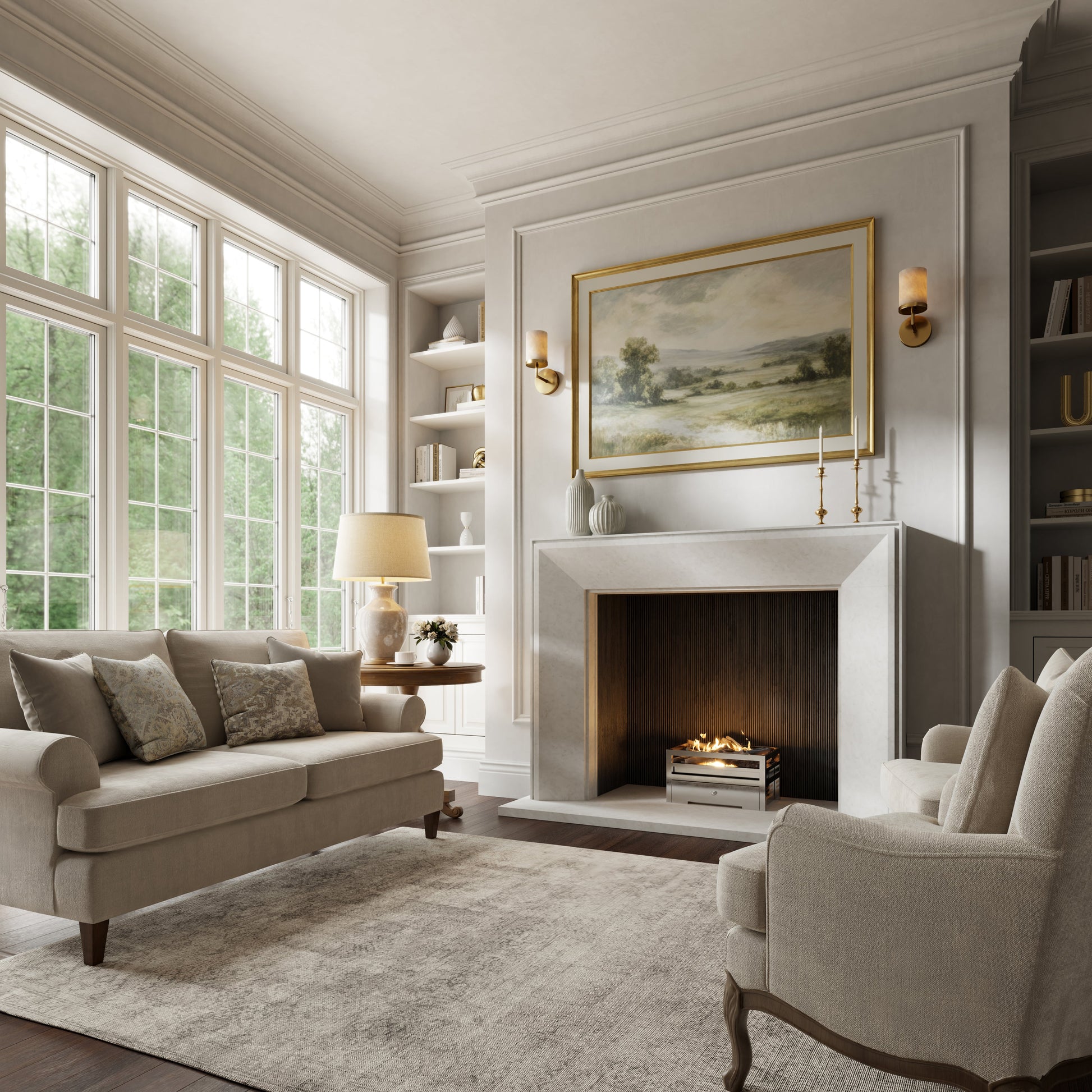 Reve Beige Limestone Honed Marble Fireplace 1600mm